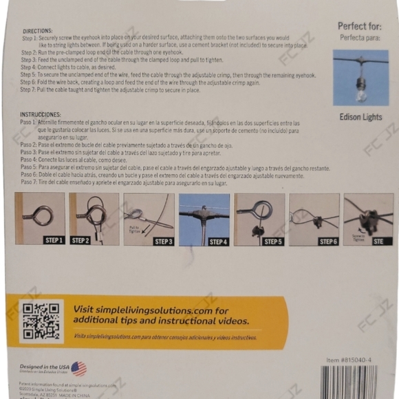 Simple Living Solutions: ProDec 40ft CableWire Patio Light Kit (815040-4) - NEW - Picture 3 of 5